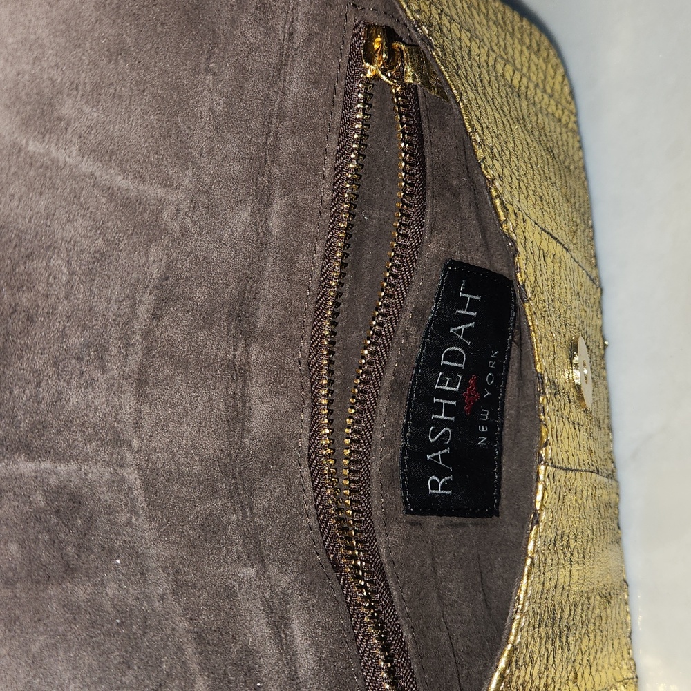 Neiman Marcus NEW genuine python gold clutch gene… - image 9